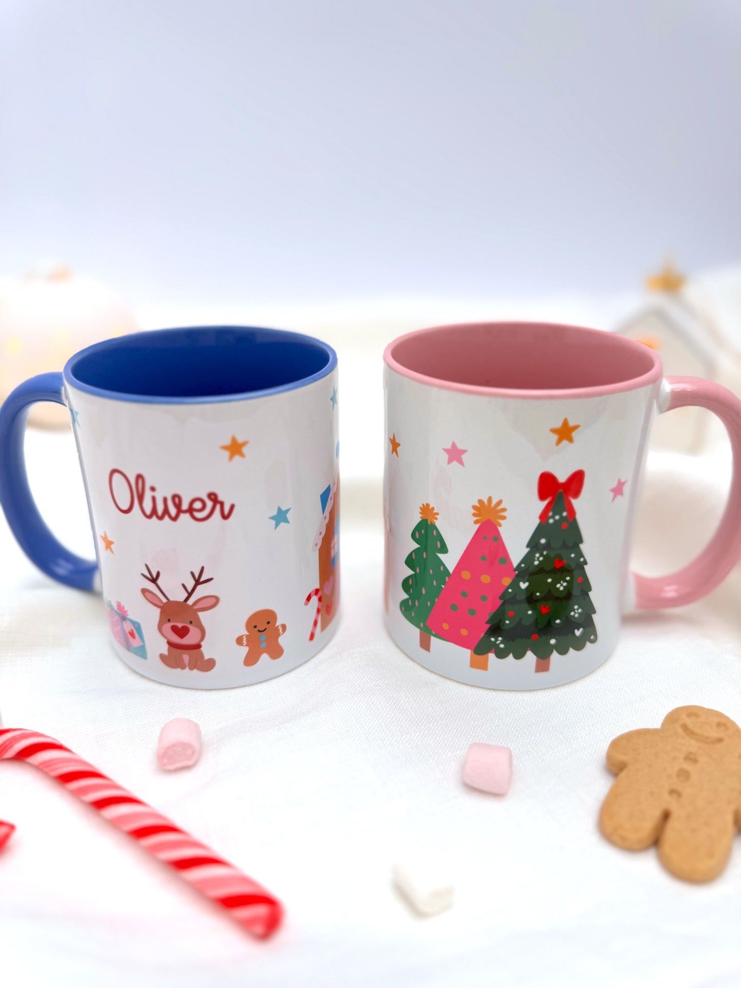 Pink Merry & Bright Christmas Ceramic Mug - Personalised