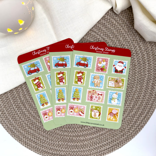 Christmas Stamps Sticker Sheet