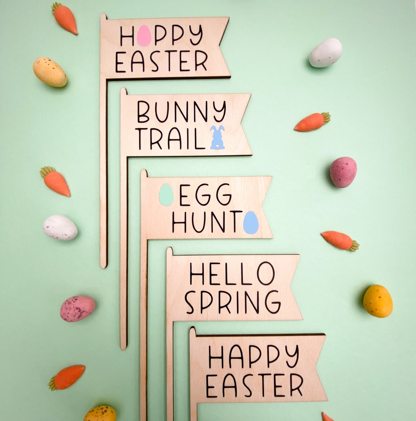 END OF LINE - Easter and Spring mini wooden flags