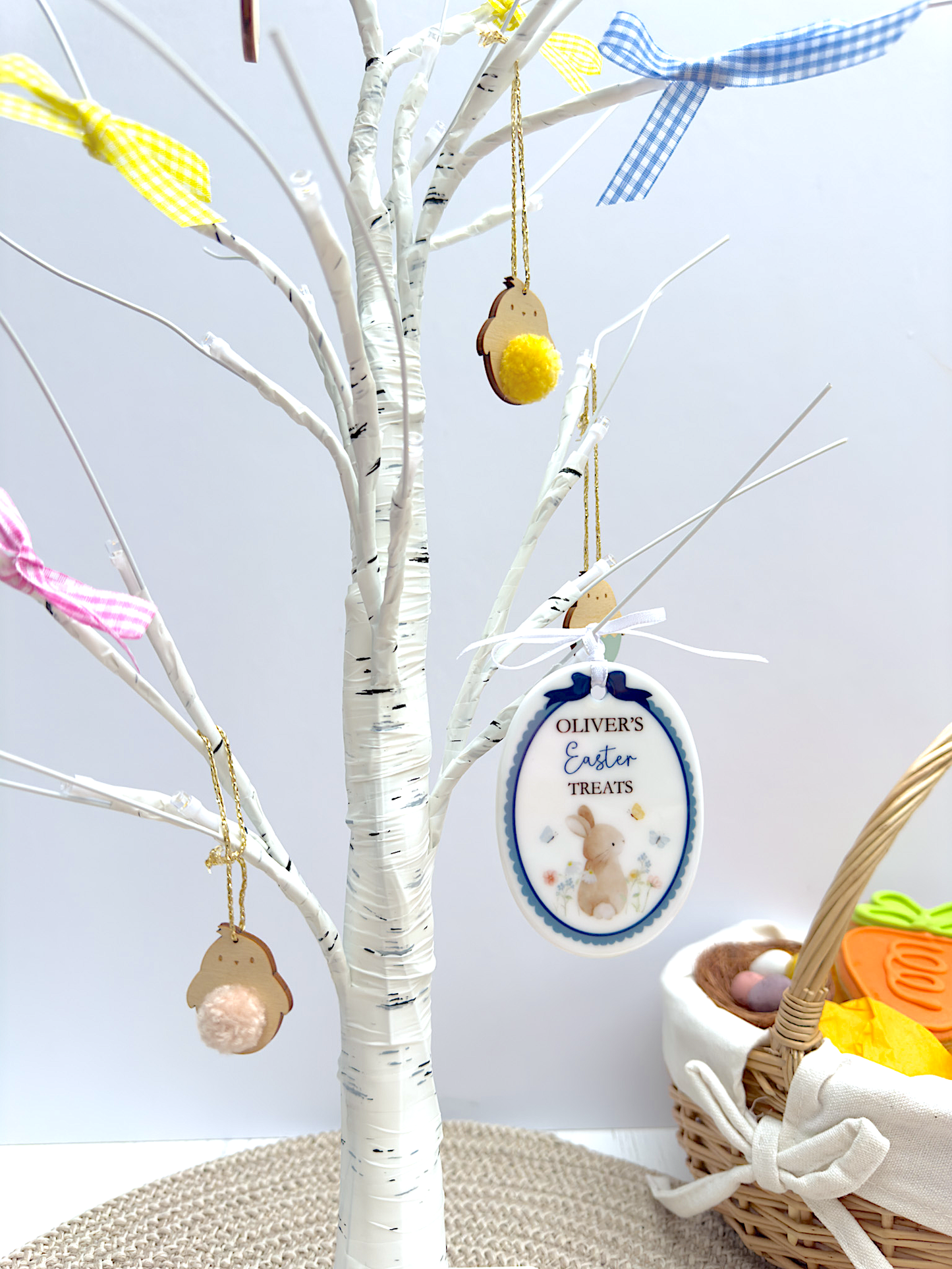 Personalised Easter Bunny Ceramic Ornament – Easter Treats Blue