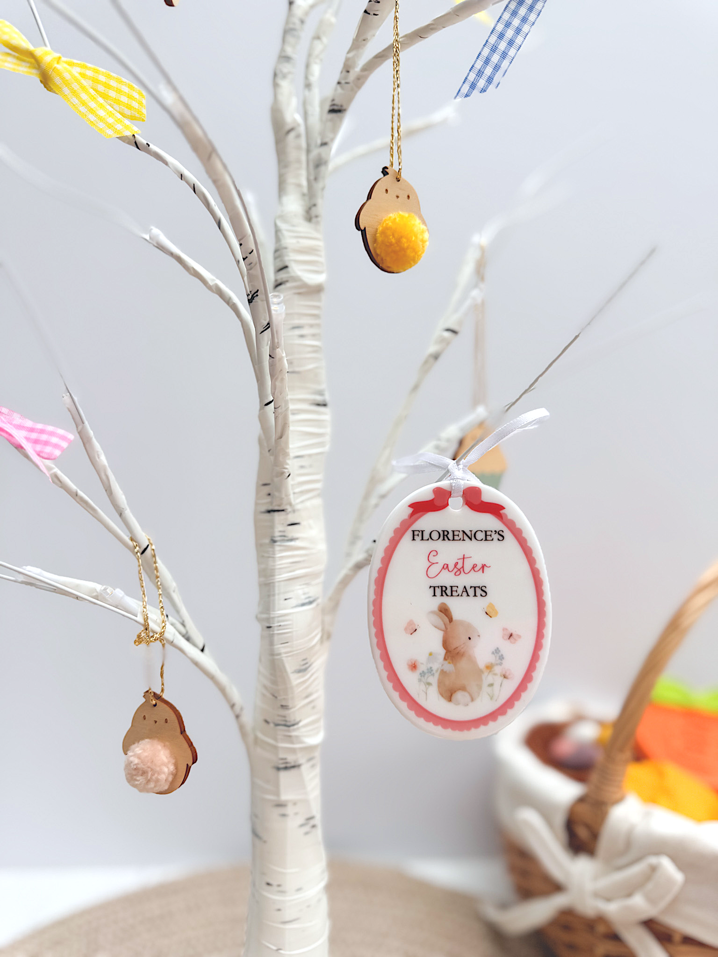 Personalised Easter Bunny Ceramic Ornament – Easter Treats Pink