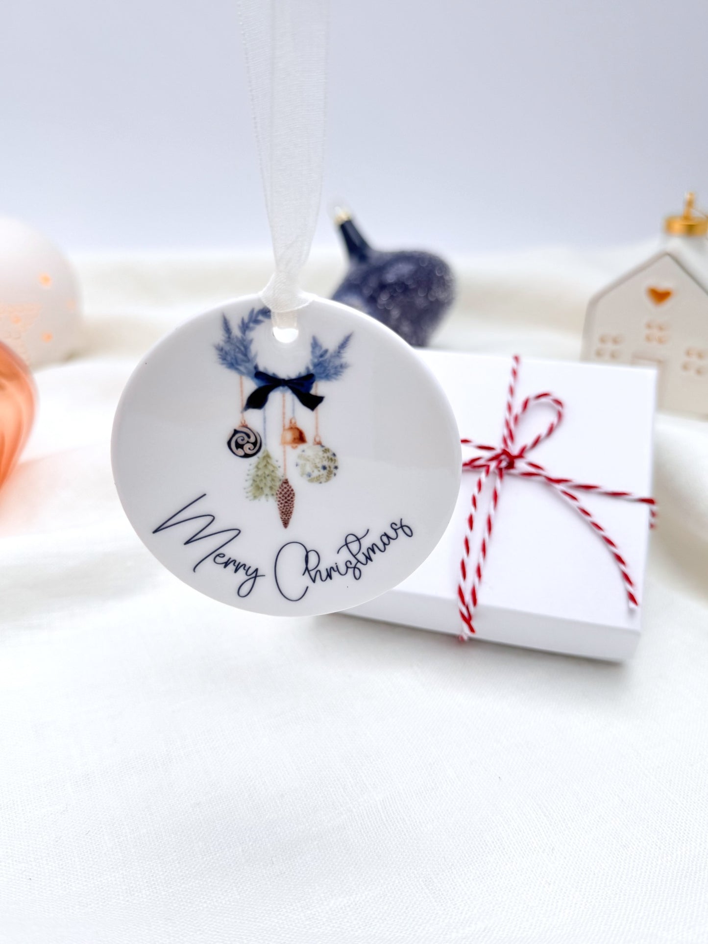 Midnight Baubles Christmas Ceramic Ornament - Personalised