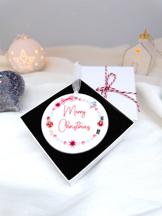 Pastel Nutrcracker Ceramic Ornament Bauble - Personalised