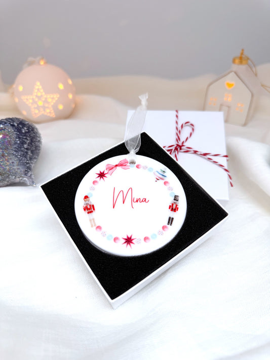 Pastel Nutrcracker Ceramic Ornament Bauble - Personalised