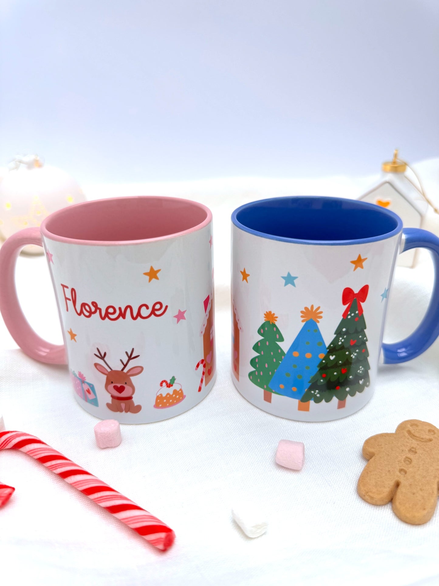 Pink Merry & Bright Christmas Ceramic Mug - Personalised
