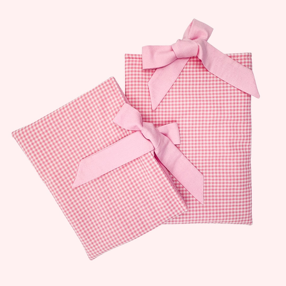 Pink Gingham Padded Book Sleeve