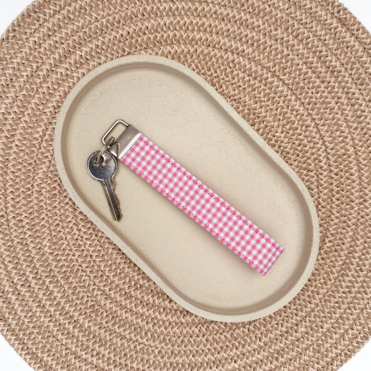 Pink Gingham Wristlet Keyfob