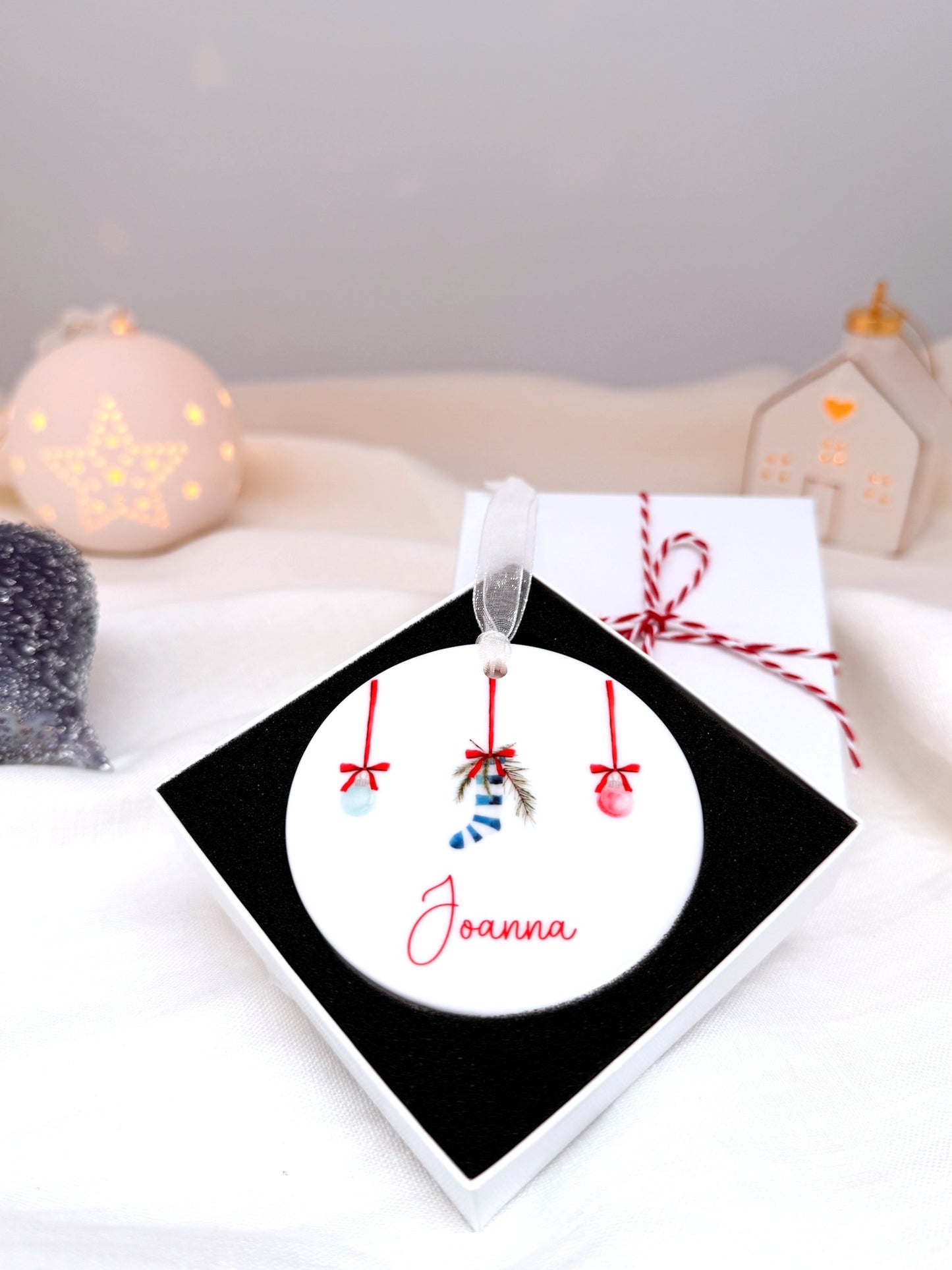 Red Christmas Story Ceramic Ornament Bauble - Personalised