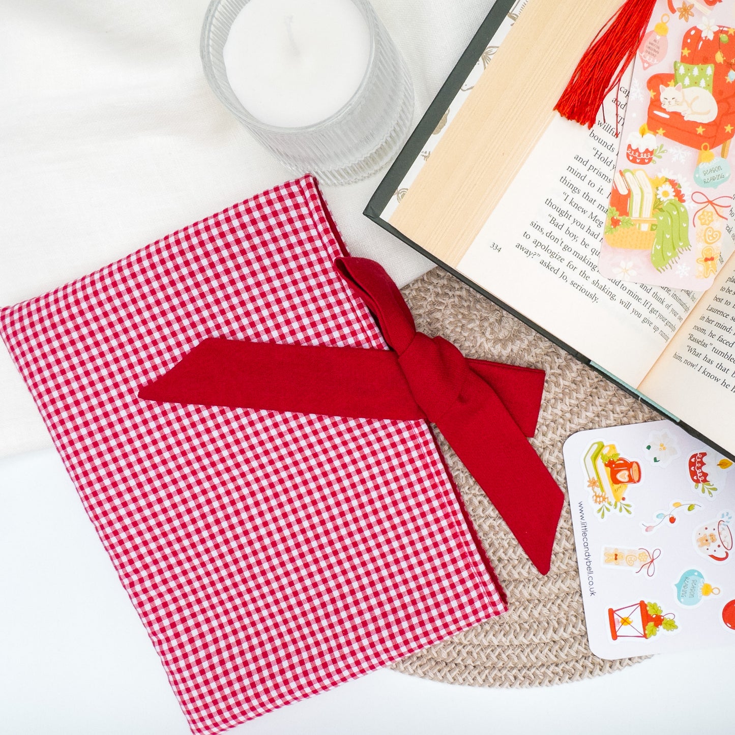 Red Gingham Padded Book Sleeve