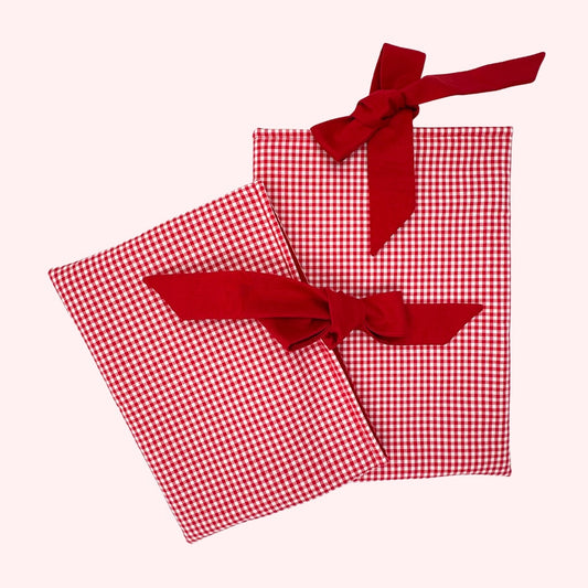 Red Gingham Padded Book Sleeve