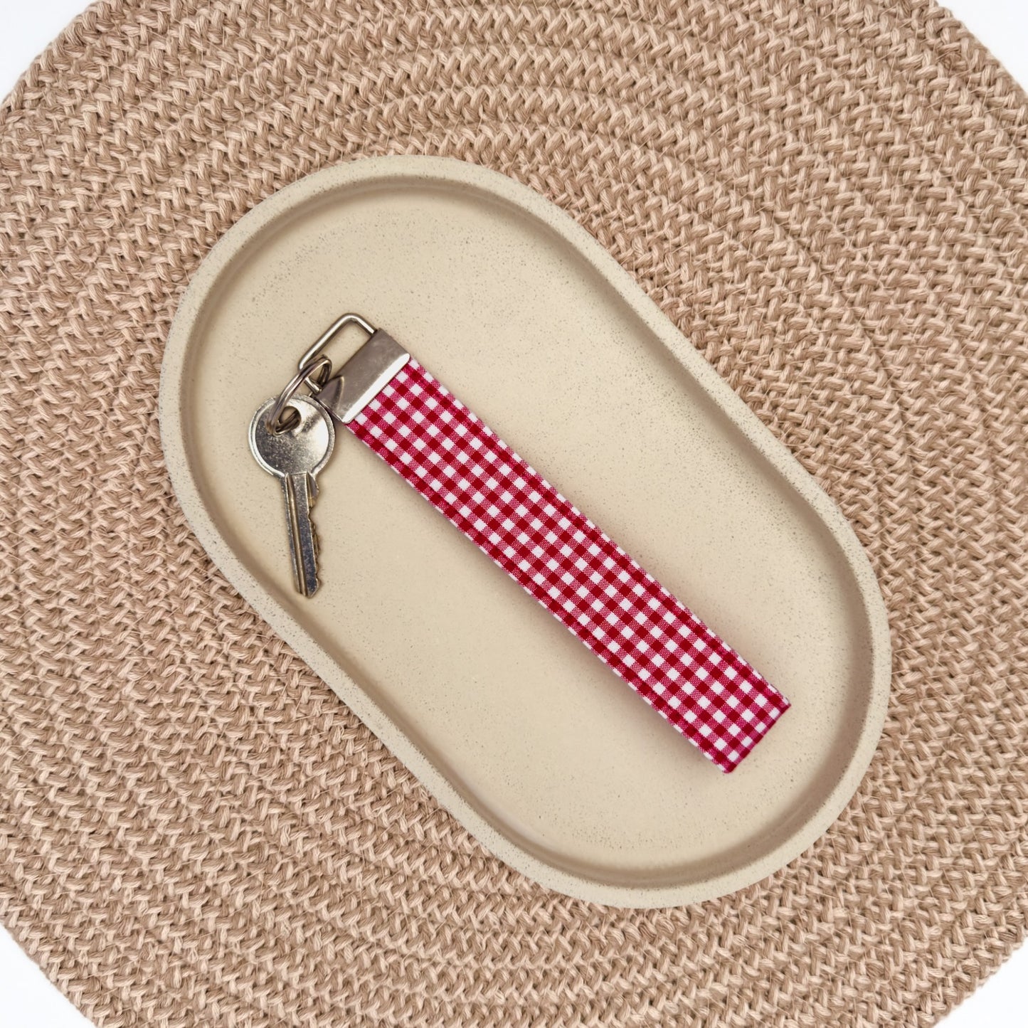Red Gingham Wristlet Keyfob