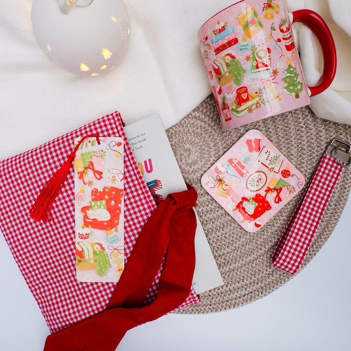 Red Gingham Padded Book Sleeve