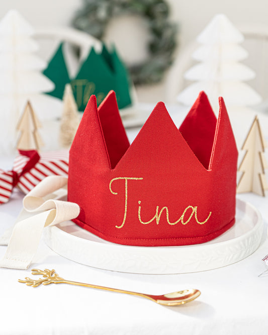 Red Personalised Christmas Party Crown