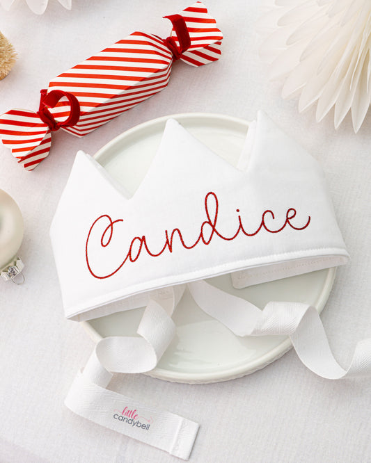 White Personalised Party Christmas Crown