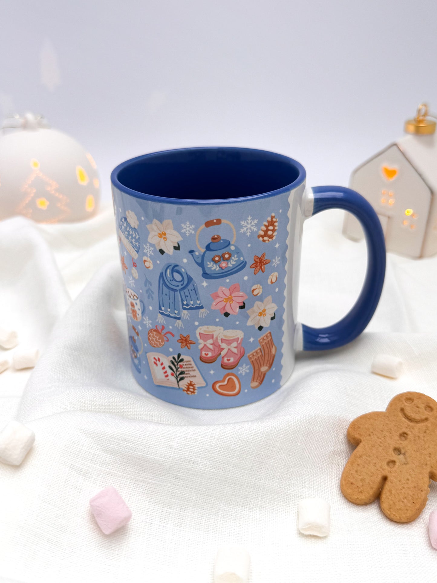 Winter Whispers Blue Ceramic Mug