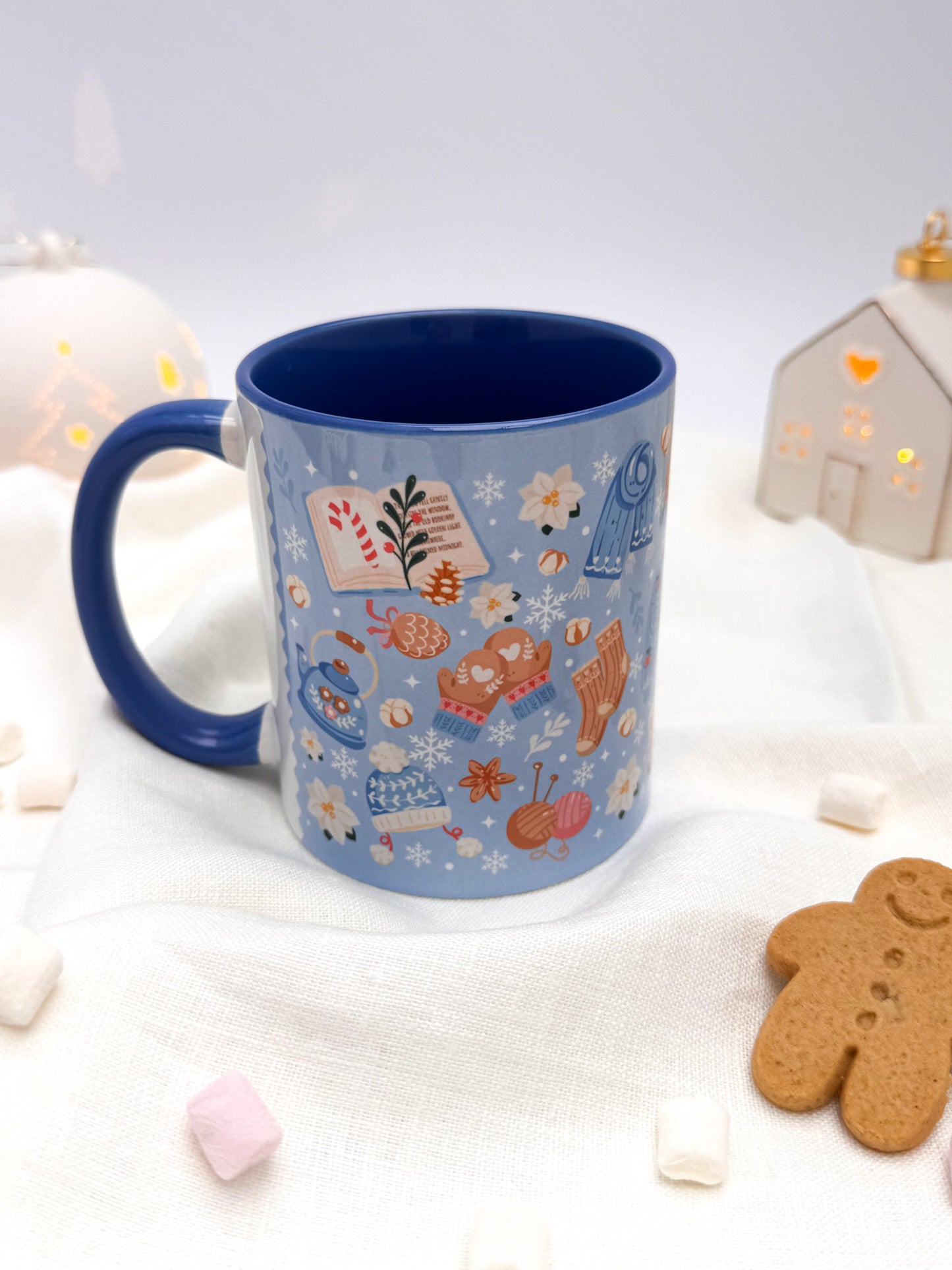 Winter Whispers Blue Ceramic Mug