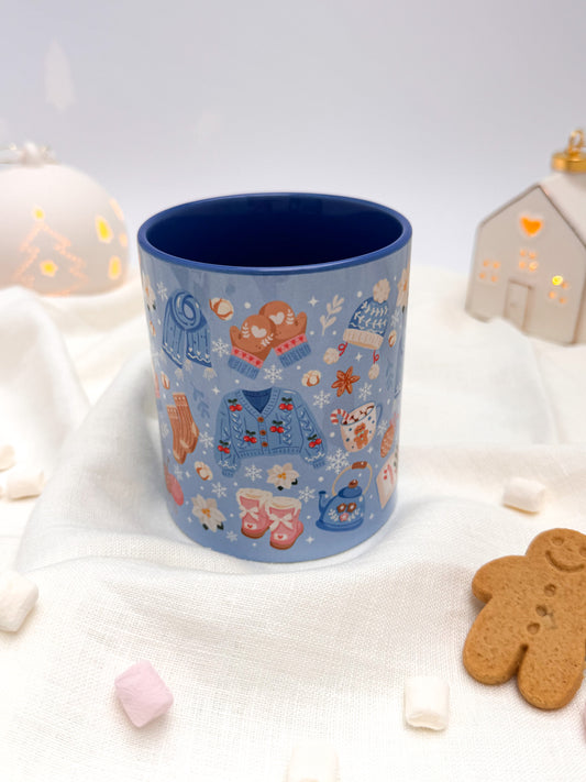 Winter Whispers Blue Ceramic Mug