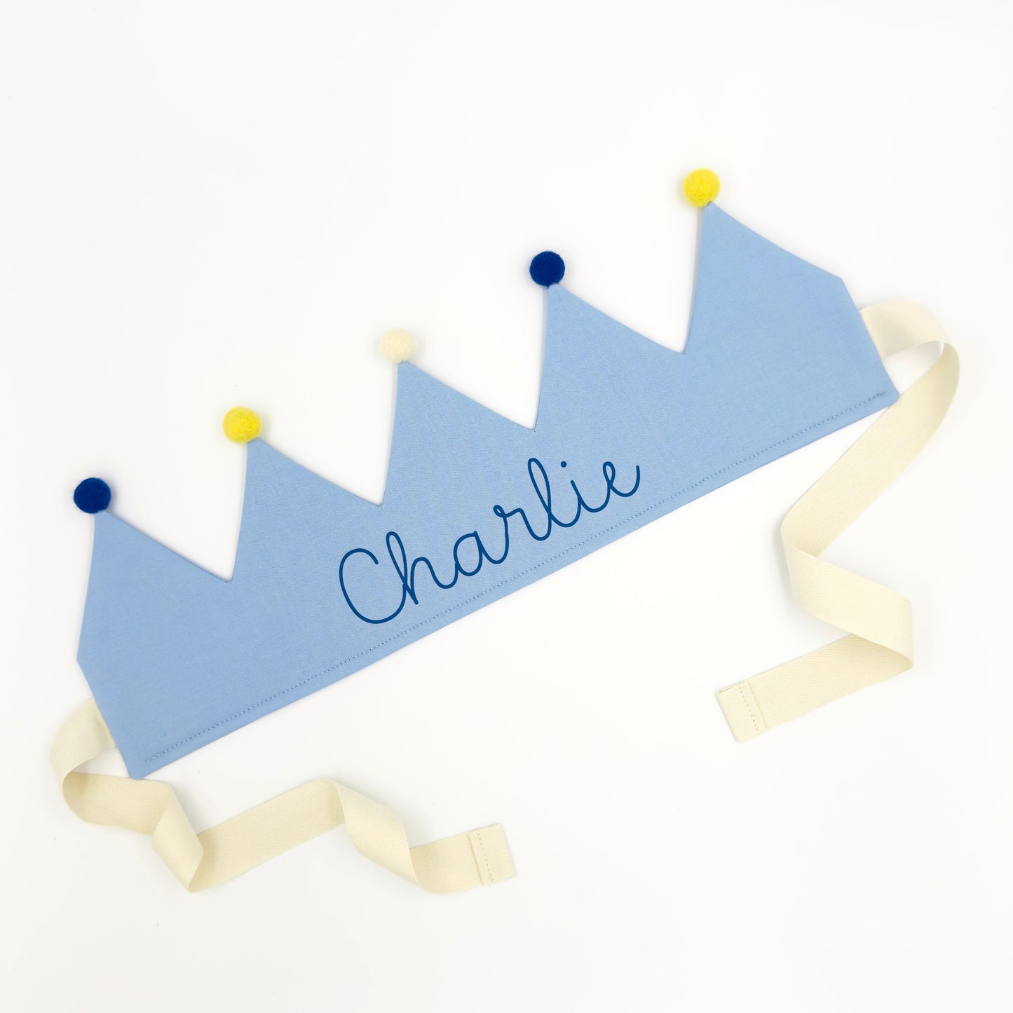 Baby Blue Personalised Pom Pom Birthday Crown