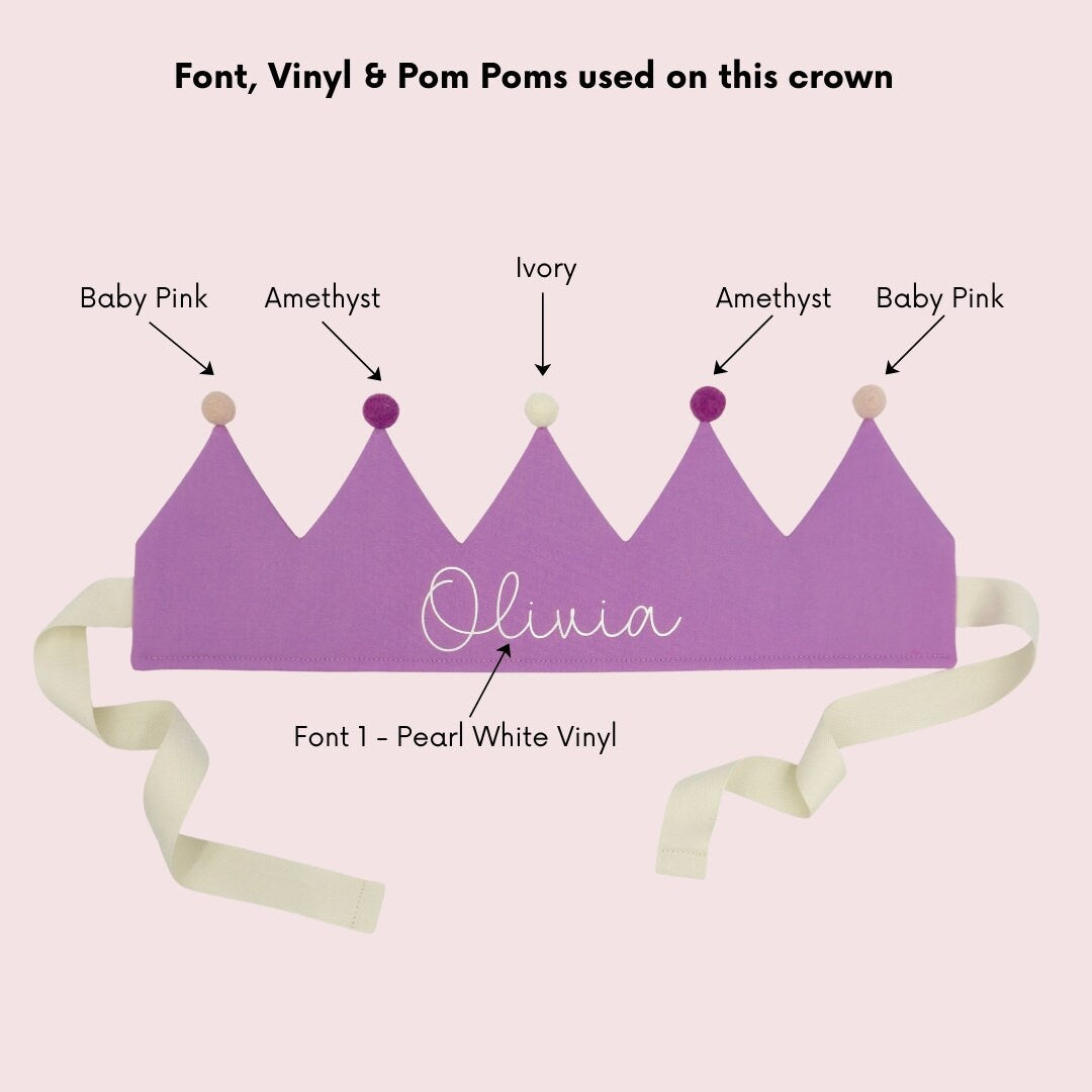 Lilac Personalised Pom Pom Birthday Crown