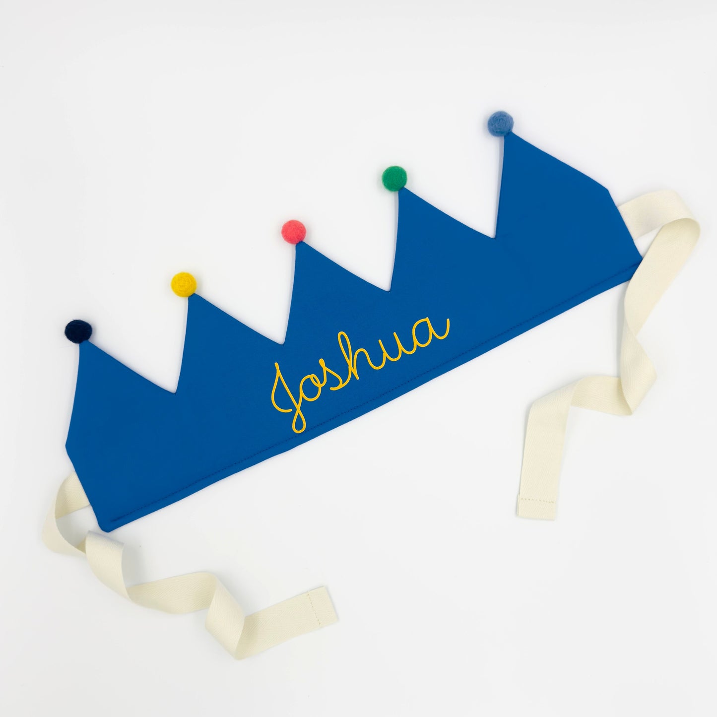 Cobalt Blue Personalised Pom Pom Birthday Crown