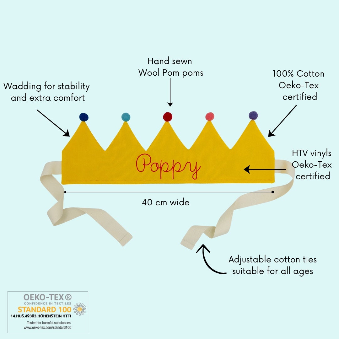 Golden Yellow Personalised Pom Pom Birthday Crown