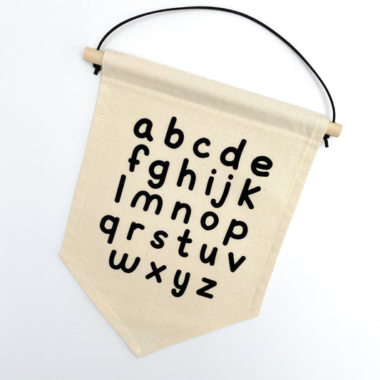 Alphabet Lower Case Fabric Wall Banner with Kid's Handwriting Font