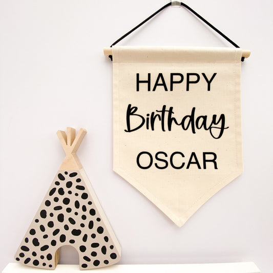 Personalised Happy Birthday Fabric Wall Banner