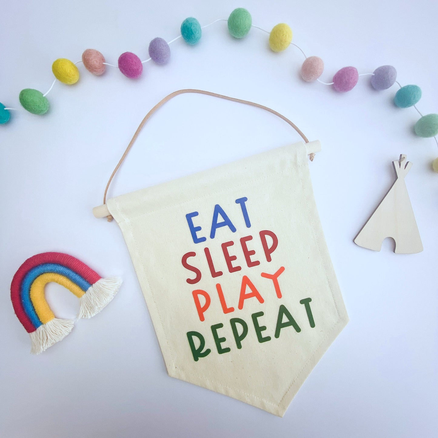 Eat-Sleep-Play-Repeat Fabric Wall Banner