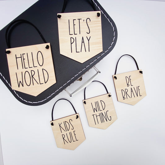 Mini Scandi Wooden Hanging Banners