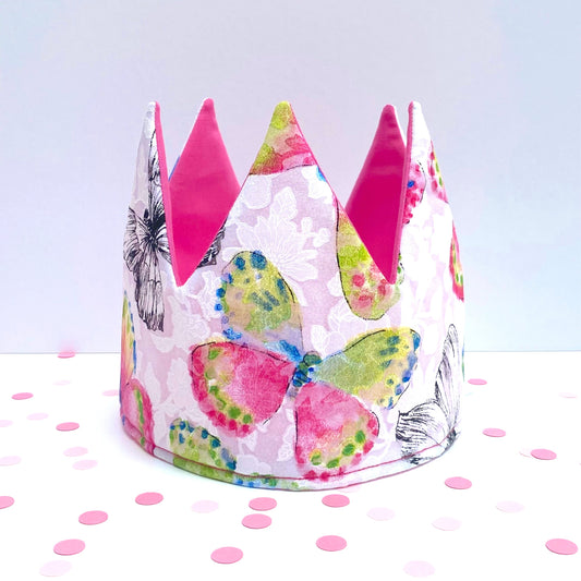 Pink Butterfly Reversible Crown