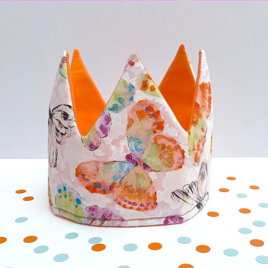 Orange Butterfly Reversible Crown