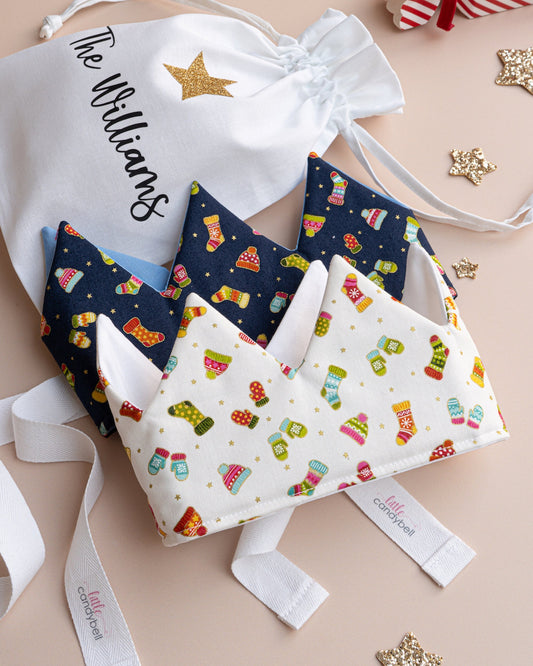 Socks & Mittens Print Reusable Christmas Crowns