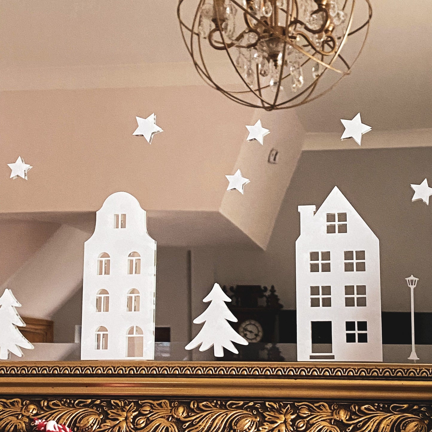 Dutch Christmas Houses Static Cling Vinyl Decals