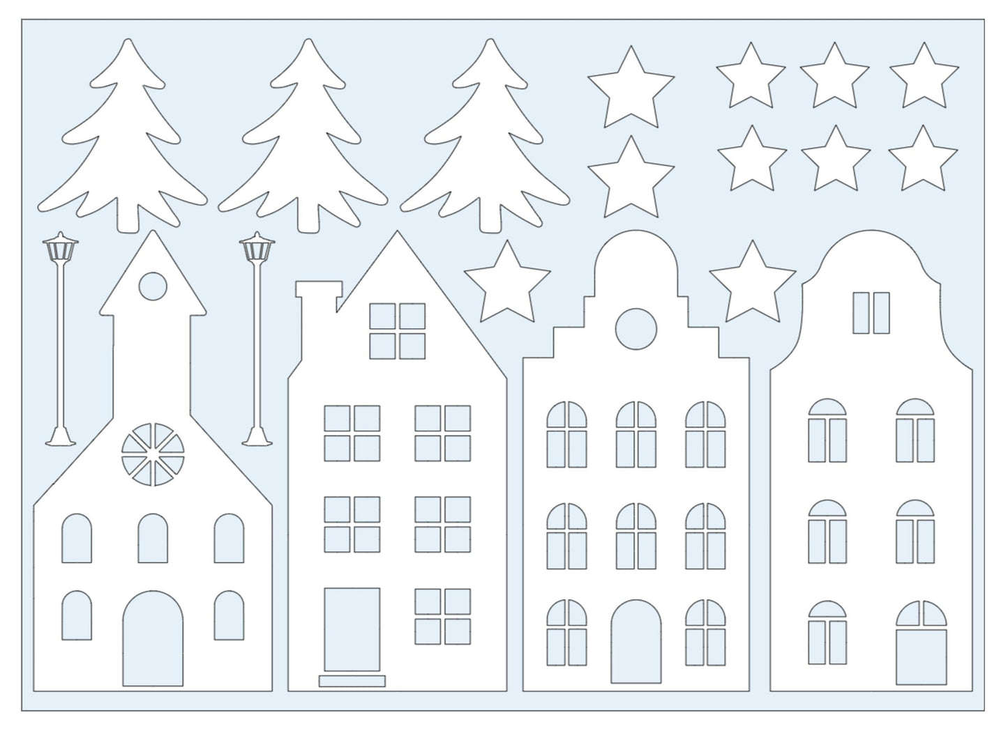 Dutch Christmas Houses Static Cling Vinyl Decals